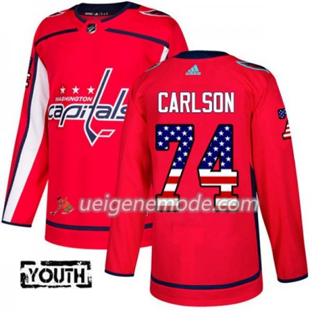 Kinder Eishockey Washington Capitals Trikot John Carlson 74 Adidas 2017-2018 Rot USA Flag Fashion Authentic